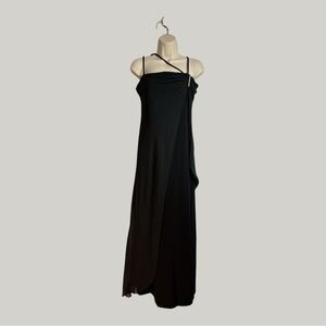 Onyx Nite NWT Formal Black Maxi Cocktail Dress Spaghetti Straps Layered Black 6